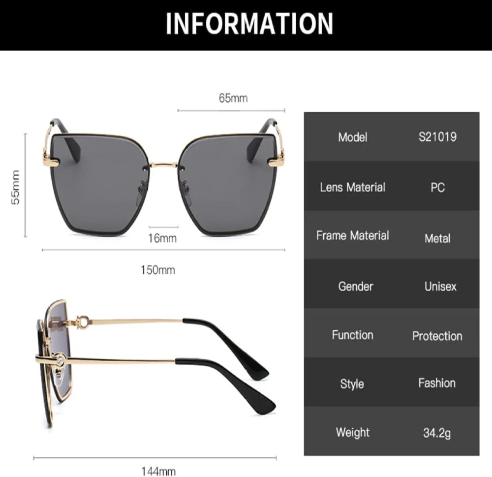 

Ретро-солнцезащитные очки «кошачий глаз» для женщин, модные безободковые солнцезащитные очки с градиентными линзами, женские безрамочные очки TYUVIVO, Black