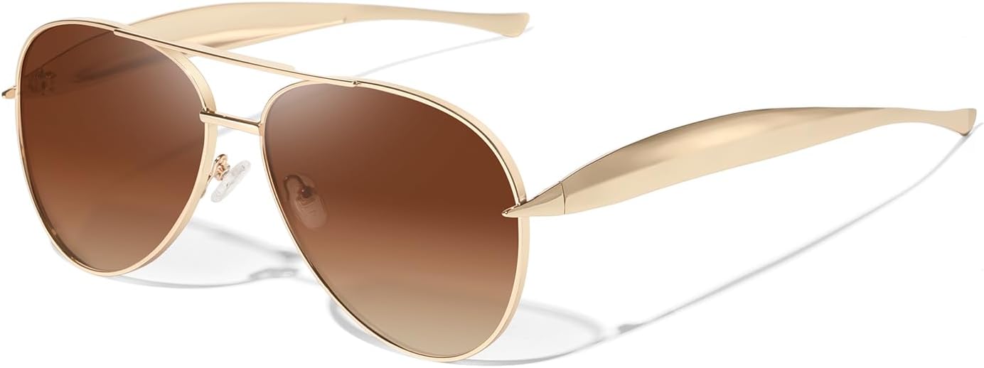 

Солнцезащитные очки-авиаторы Kimorn 2025 в стиле ретро, ​​золотистые, большие, для женщин и мужчин, классические металлические солнцезащитные очки 70-х годов, Gold/Gradient Brown