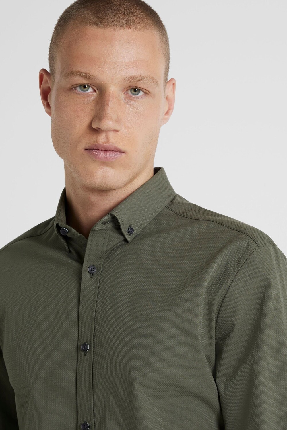 

Рубашка Muscle fit с длинными рукавами из 100% хлопка с текстурой River Island, зеленый