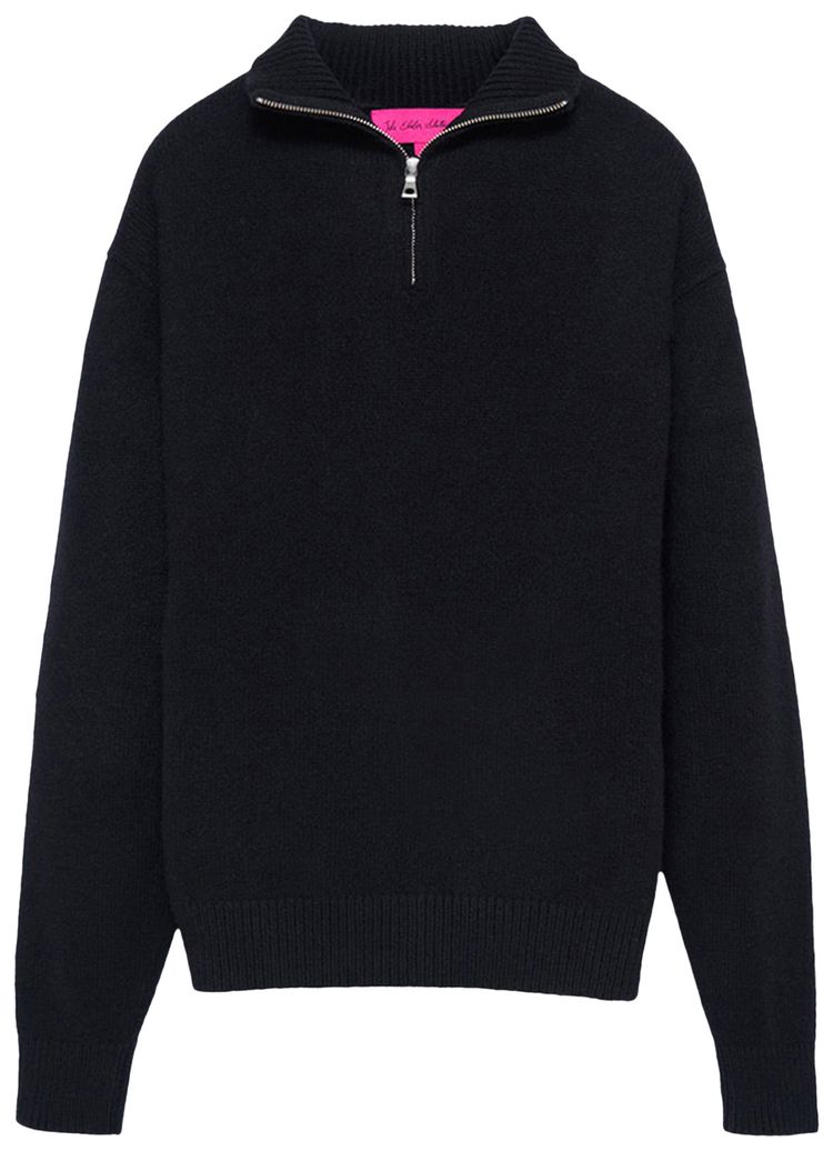 

Свитер The Elder Statesman Relaxed Half Zip Sweater 'Black', черный