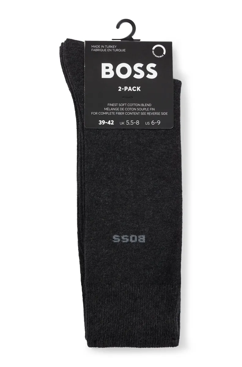 Деловые носки BOSS "2P RS Uni CC" (упаковка, 2 пары, 2 шт.), с логотипом бренда, цвет Charcoal 012 — фото 3