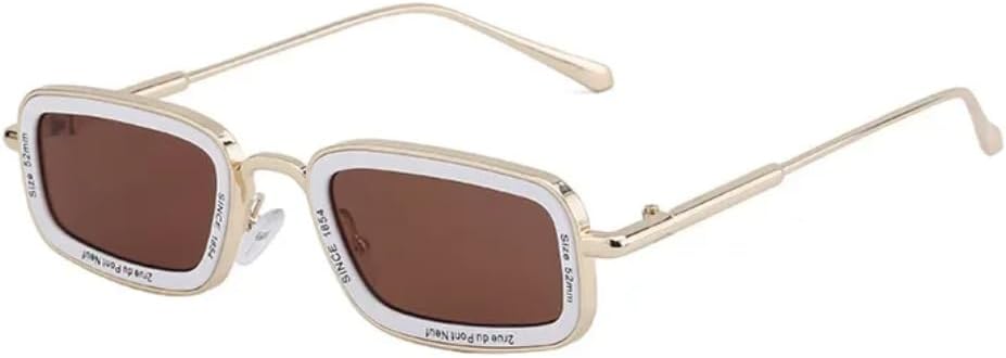 

Роскошные металлические прямоугольные солнцезащитные очки для женщин и мужчин, винтажные, в маленькой оправе, модные, в стиле панк, для активного отдыха VFDHN, Tyj286-7