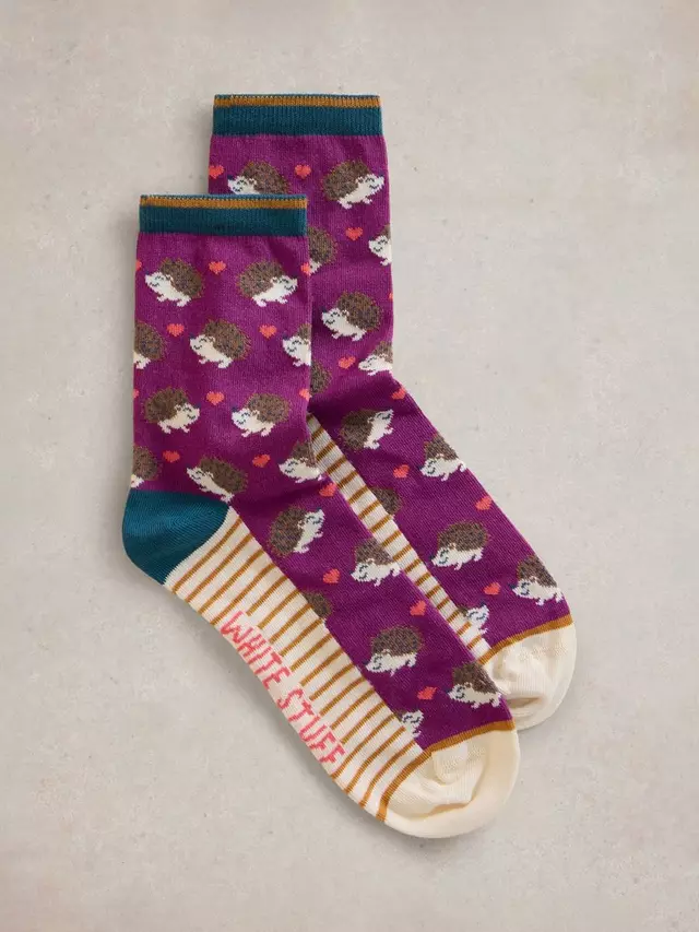

Носки White Stuff Hedgehog Embroidered, цвет purple/multi