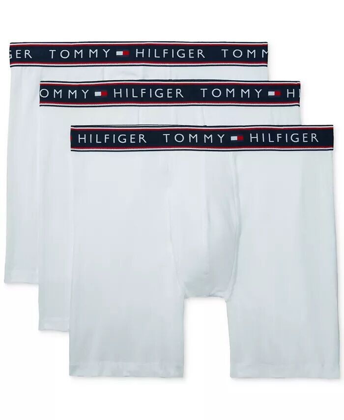

Мужские трусы-боксеры из хлопка, эластичные, влагоотводящие, 3 пары Tommy Hilfiger, белый