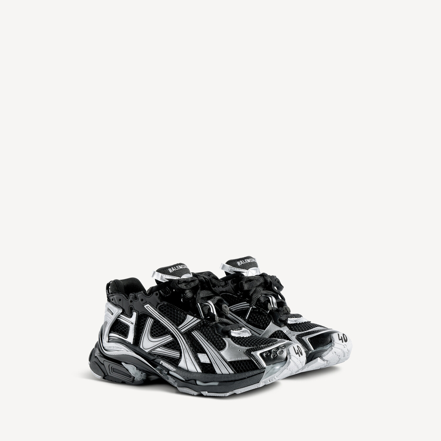 Женские кроссовки runner в черно-серебристом цвете BALENCIAGA, серебристый/черный — фото 2