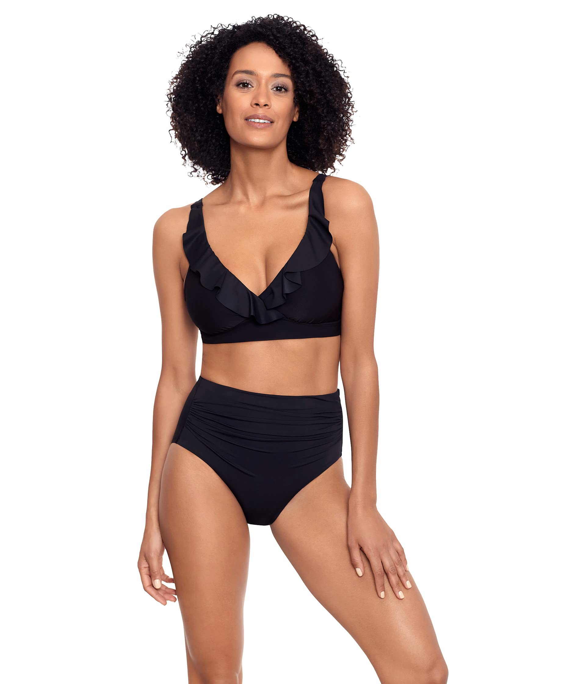 

Пляжный топ Lauren Ralph Lauren Beach Club Solid Ruffle Underwire Bra Top, черный
