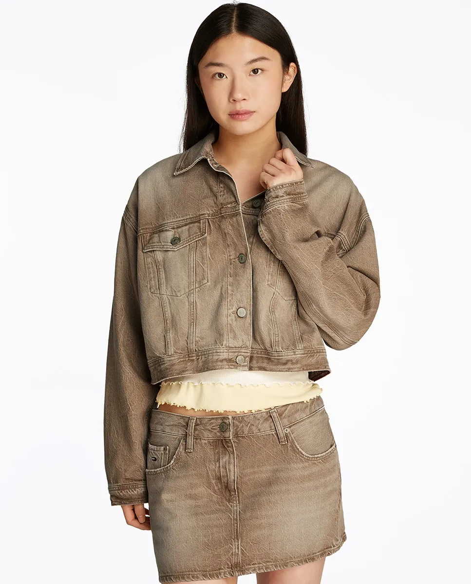 

Женская джинсовая куртка укороченного кроя Tommy Jeans, светло-коричневый