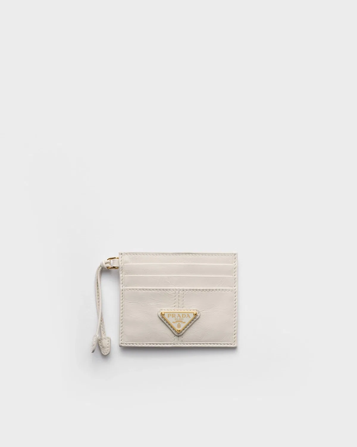 Кожаный картхолдер Prada, белый