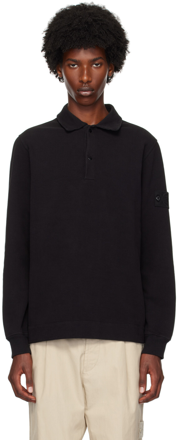 

Поло с логотипом Stone Island, черный