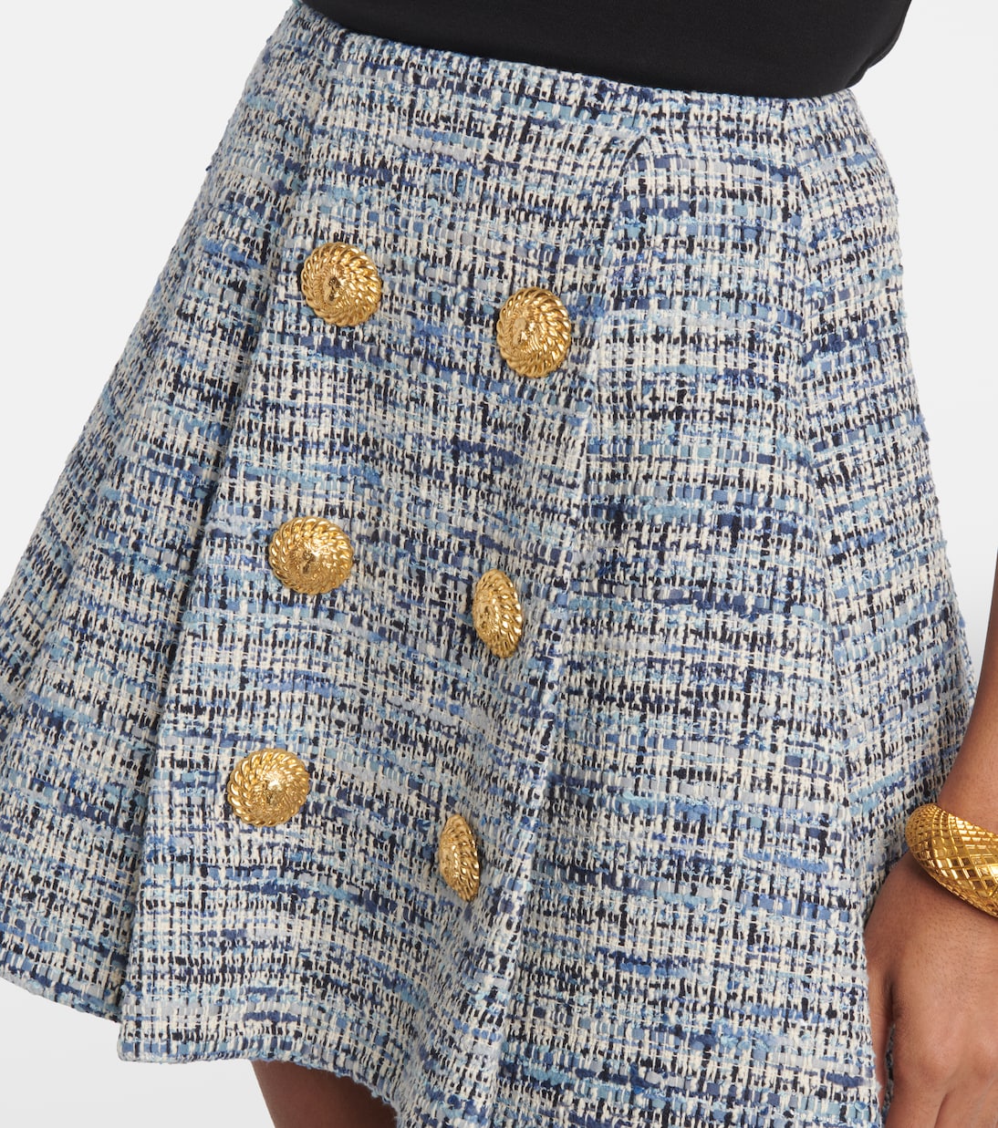 Мини-юбка из хлопковой смеси, окрашенной в космическом стиле Balmain, Bleu Jean Clair — фото 4