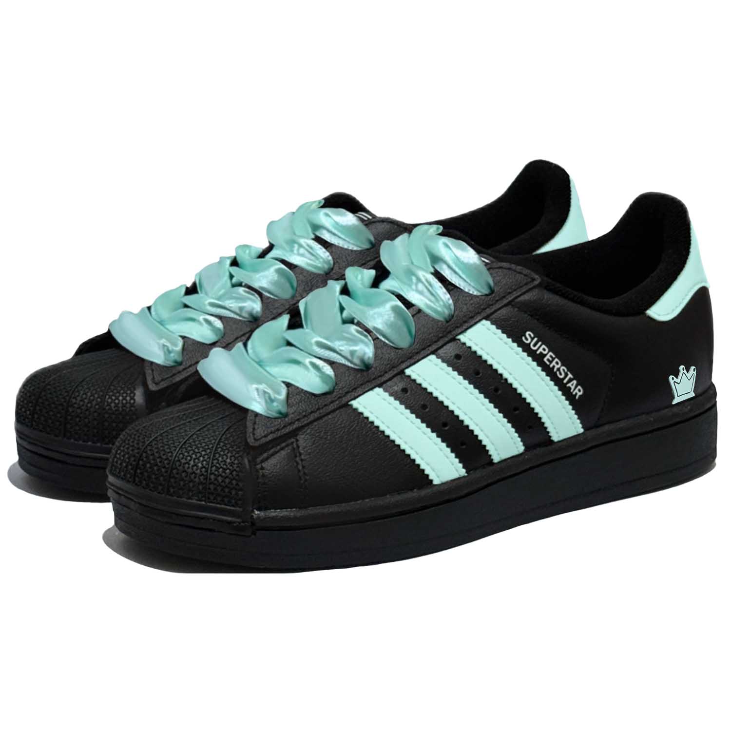 Superstar 2 Shell Head, Aurora Leather, устойчивые к истиранию, дышащие низкие детские скейтбординг кроссовки Adidas Originals, черный — фото 4