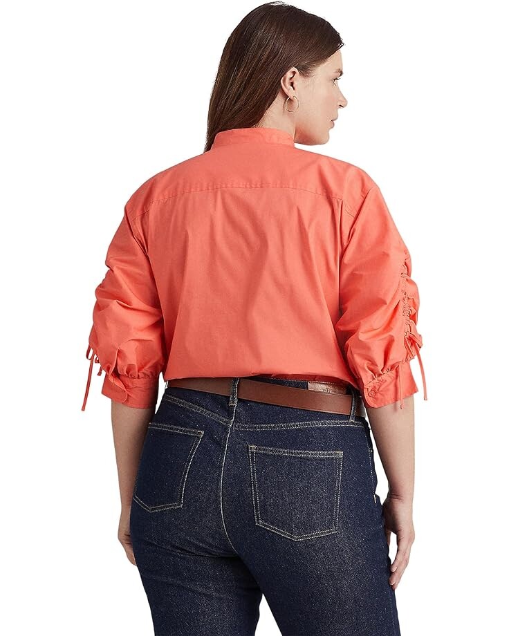 

Рубашка LAUREN Ralph Lauren Plus Size Cotton-Blend Shirt, цвет Portside Coral