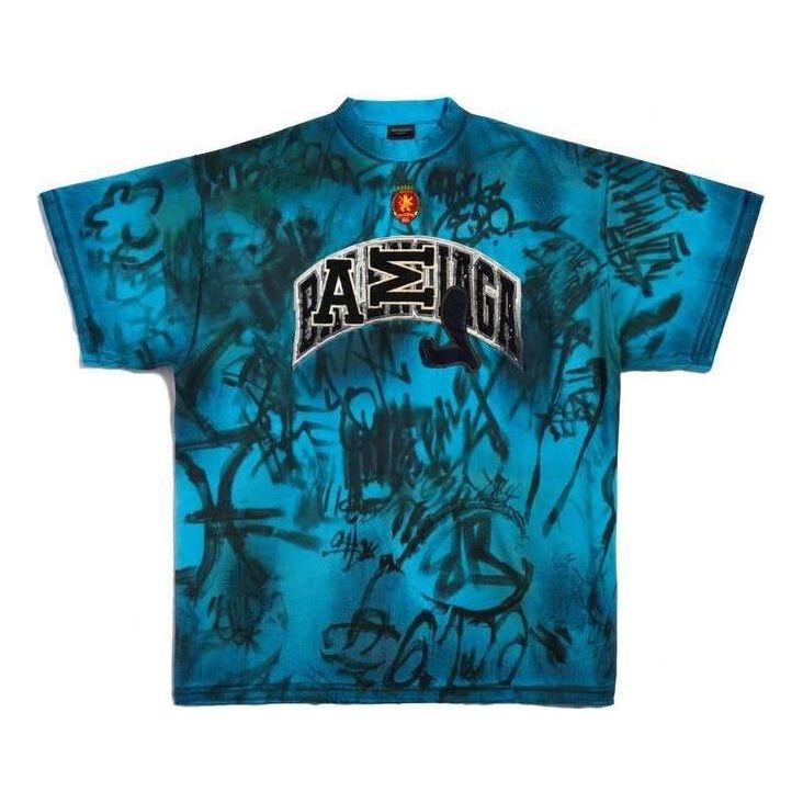 

Футболка Balenciaga Skater Graffiti T-Shirt 'Blue Sky', синий