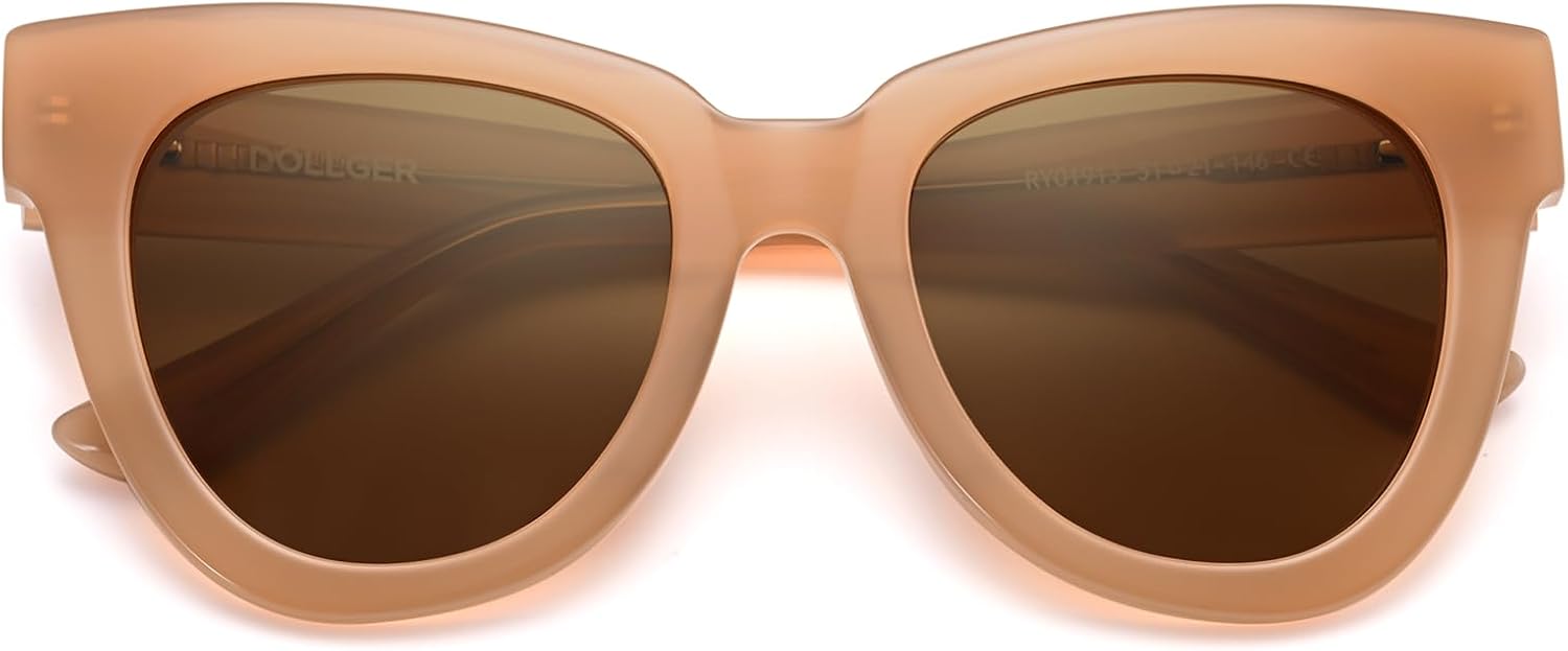 

Солнцезащитные очки Dollger Retro Cat Eye для женщин и мужчин, винтажные, квадратные, в черепаховой оправе, модные солнцезащитные очки «кошачий глаз», Acetate Frame Milk Tea - Polarized Lens