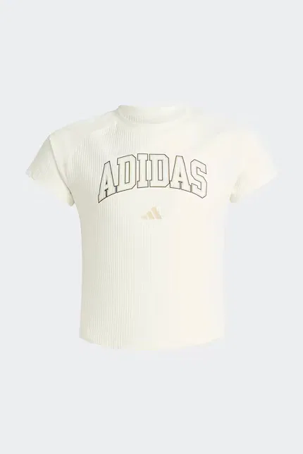 Топ с коротким рукавом кроп-топ Adidas, бежевый — фото 2