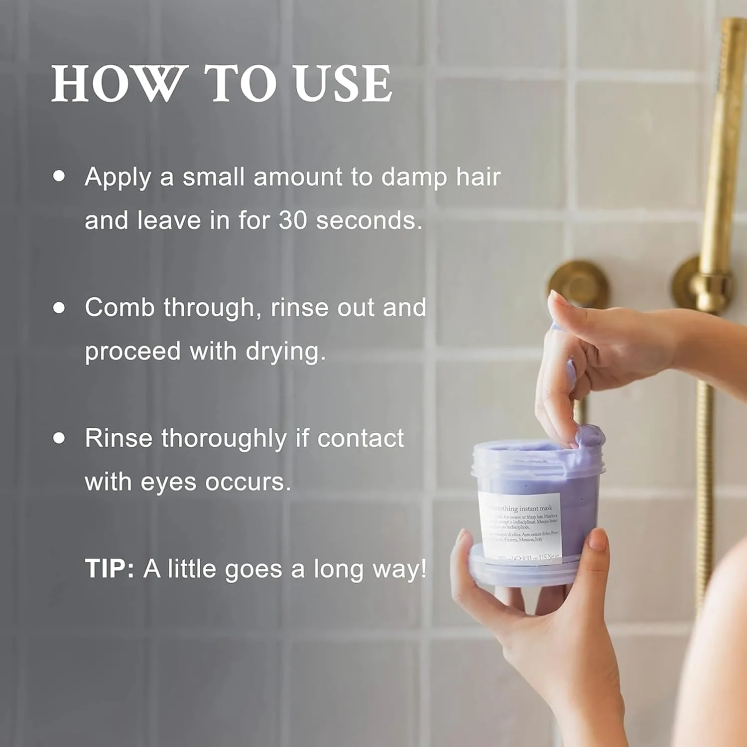 Davines LOVE Smoothing Instant Mask, мгновенное действие против пушистости для волнистых, непослушных и жестких волос - сглаживает непослушные волоски и уменьшает объем за 30 секунд с экстрактом оливы Minuta, 250 мл 248 мл (1 шт.) — фото 2