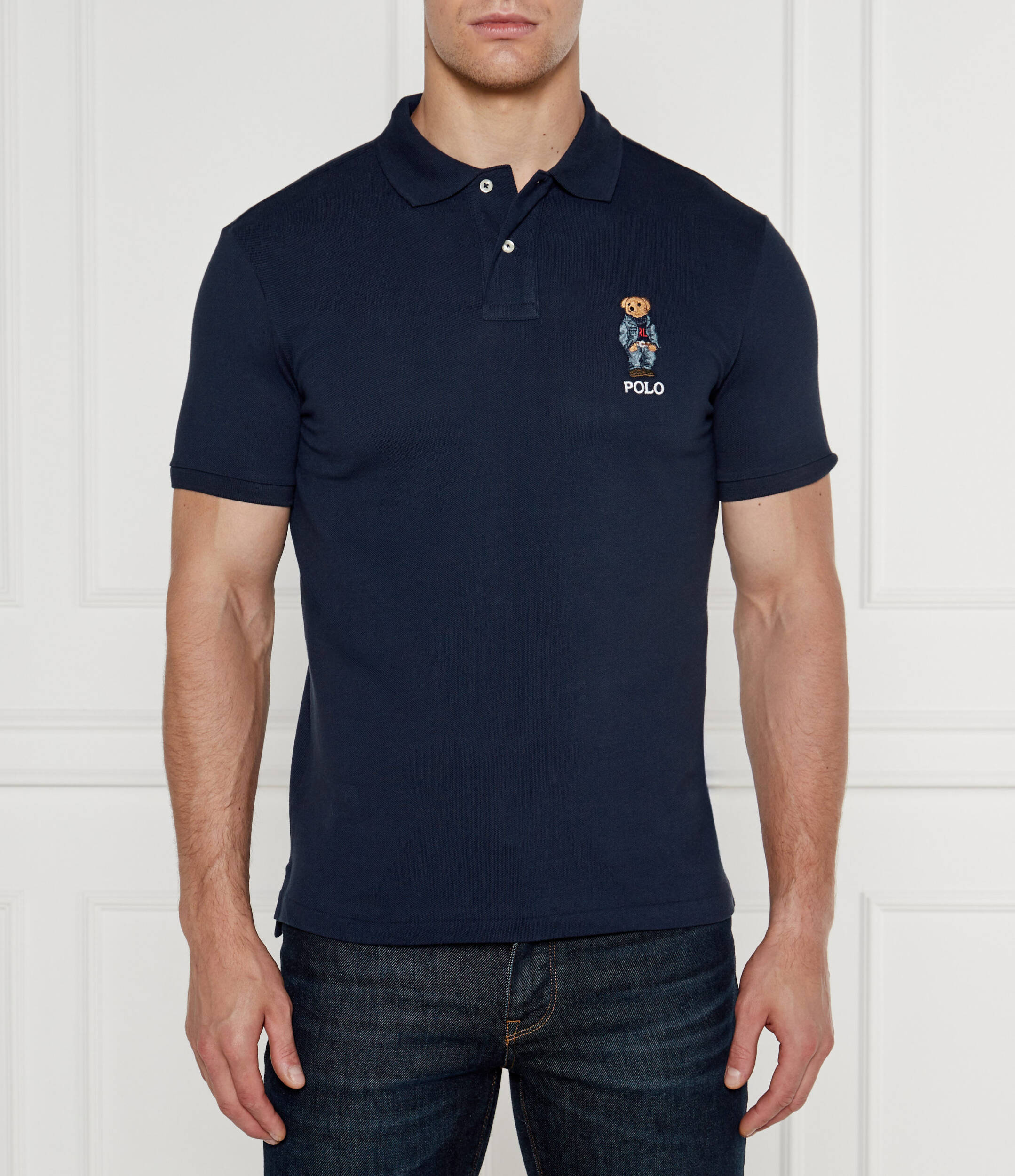 

Поло POLO RALPH LAUREN Custom slim fit pique, темно-синий