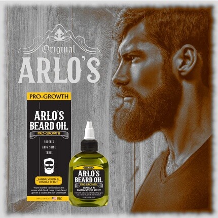 Масло для бороды Arlo's Pro Growth, ваниль, сандаловое дерево, 2,5 унции — способствует росту волос бороды Arlos — фото 2