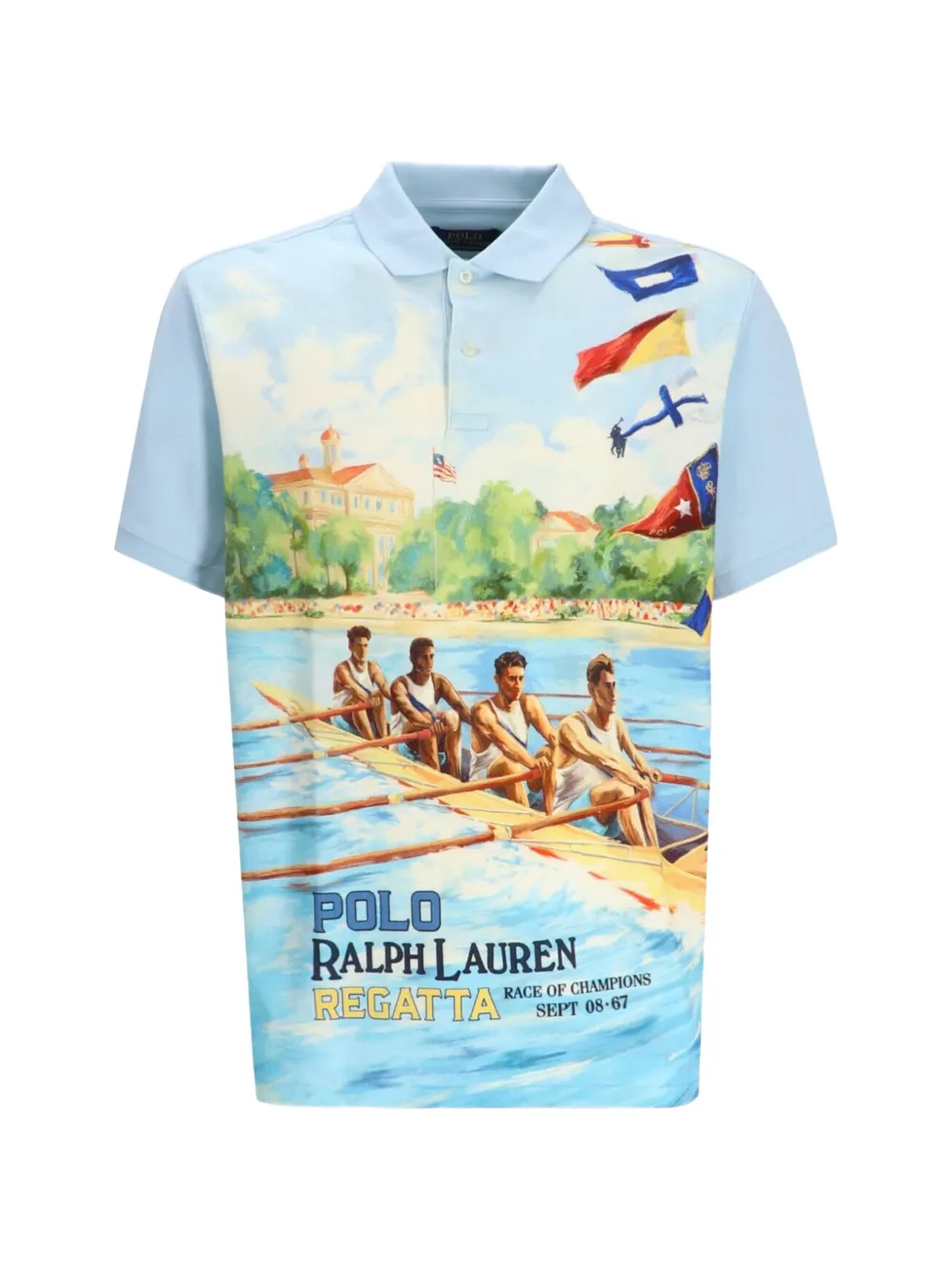 

Поло с принтом и короткими рукавами Polo Ralph Lauren, синий