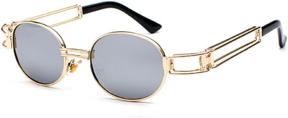 

Модные круглые солнцезащитные очки для женщин и мужчин в винтажном стиле с металлической оправой и в стиле стимпанк, солнцезащитные очки для мужчин с защитой от УФ-излучения UV400 TKKTLLT, Gold-silvermirror