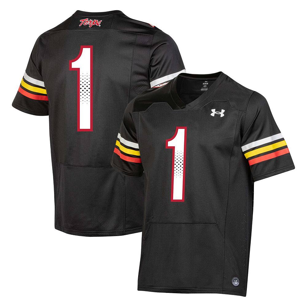 

Мужская черная футбольная майка Under Armour #1 Maryland Terrapins, реплика, цвет Mar Black