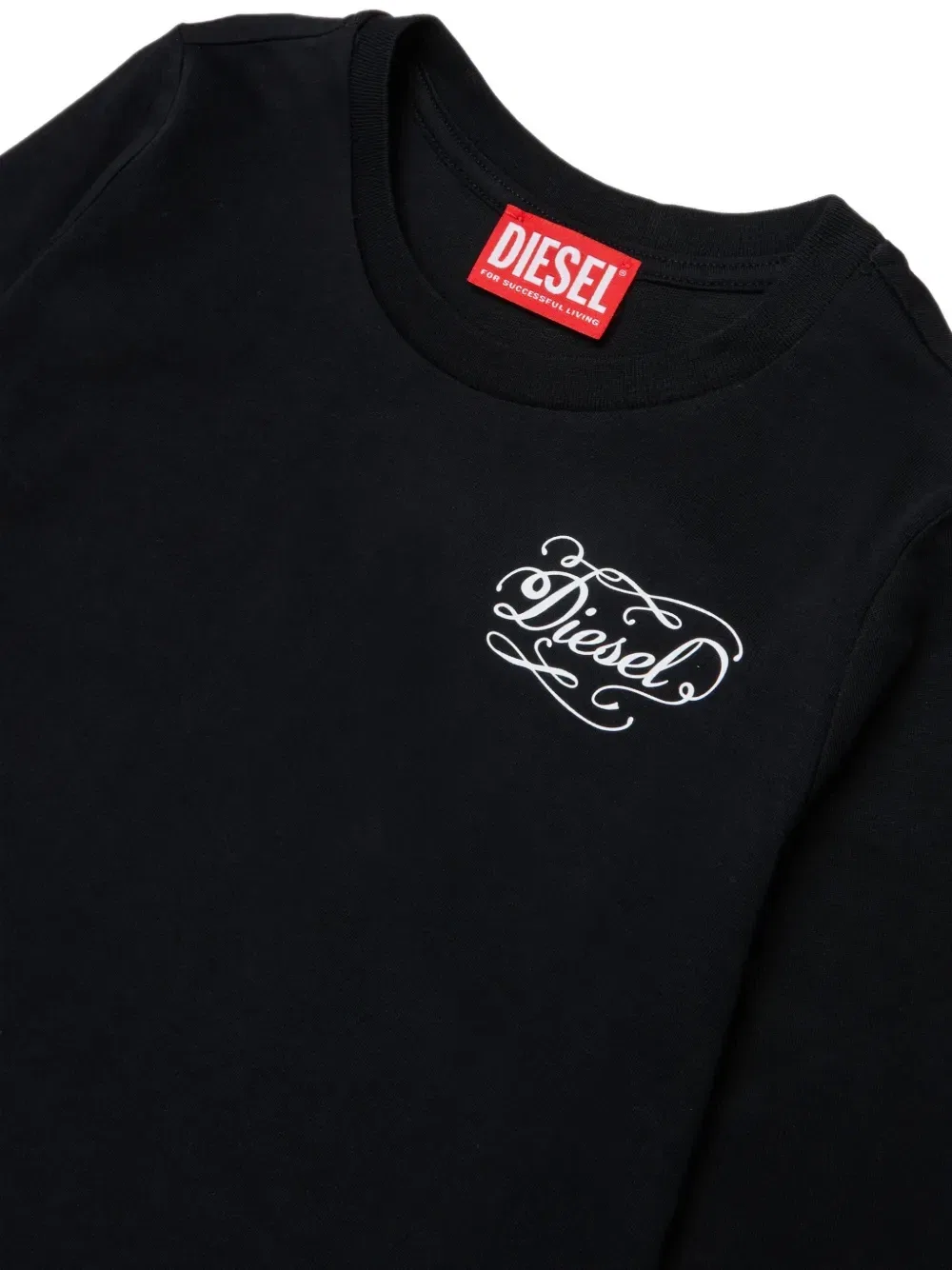 Футболка с длинным рукавом и принтом логотипа Diesel Kids, черный — фото 3