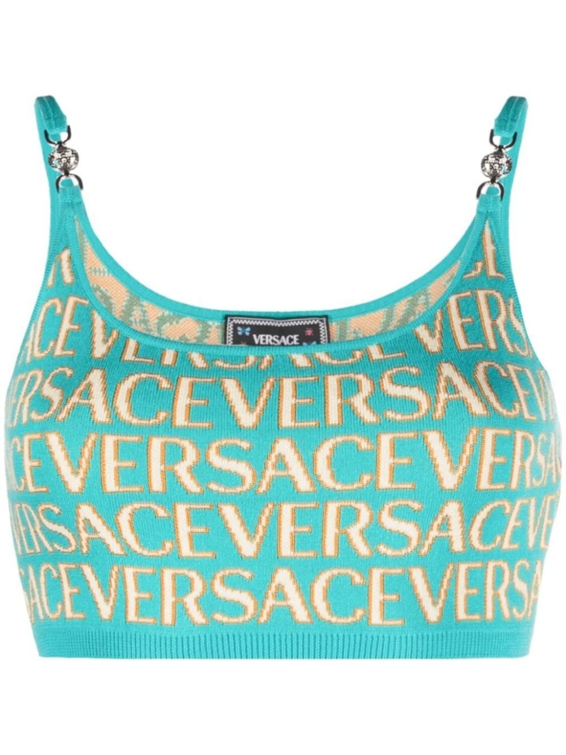 

Versace укороченный топ с логотипом, синий