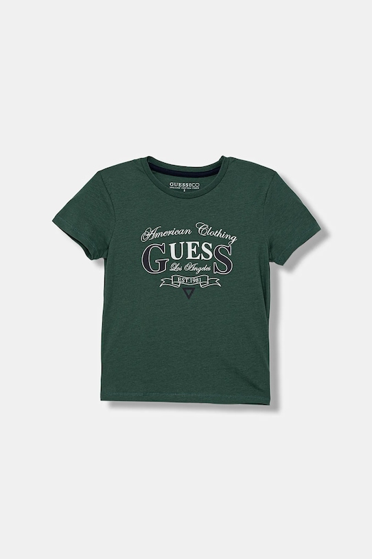 

Детская хлопковая футболка Guess, зеленый