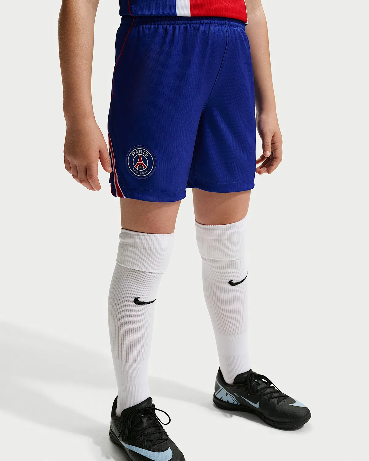 Большие детские шорты Nike Dri-FIT Soccer Replica Paris Saint-Germain 2026/27 Stadium Home, Old Royal/White — фото 3