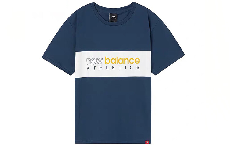 

Футболка унисекс темно-синяя New Balance, темно-синий