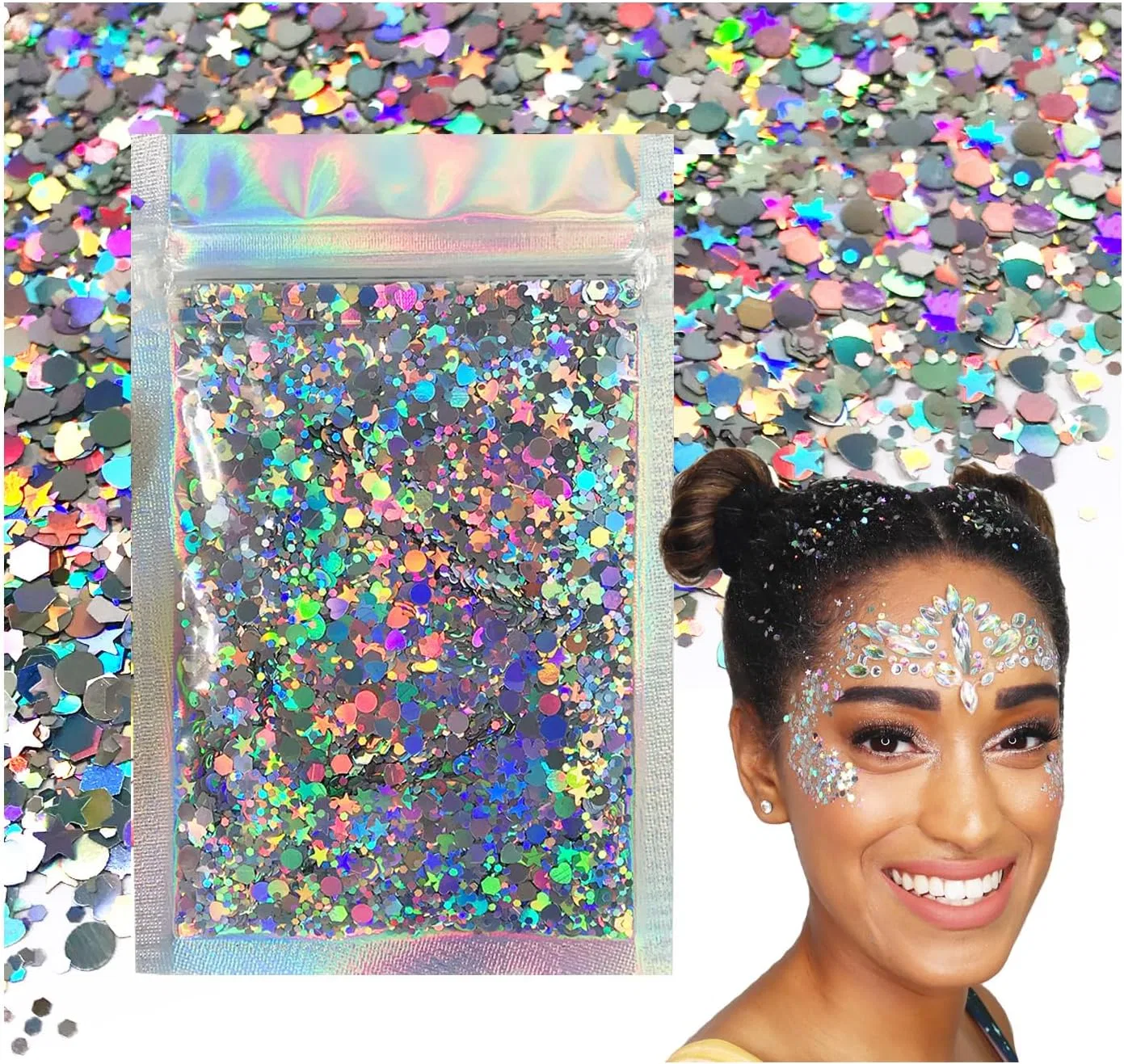 Глиттер для тела Holographic Silver, Electric Bliss Beauty, 15 г