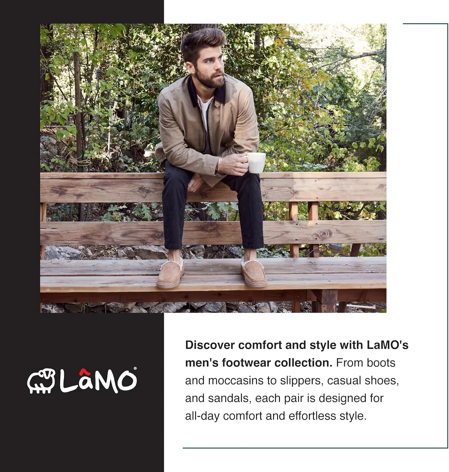Мужские мокасины Lamo Aiden Moc, Black Cord — фото 2