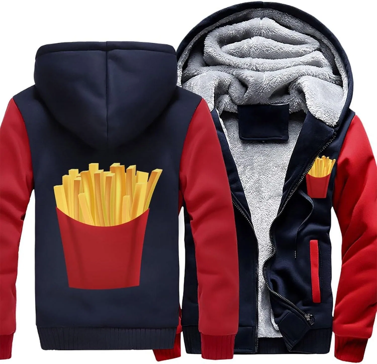 Толстовка на молнии мужская French Fries, красный — фото 3