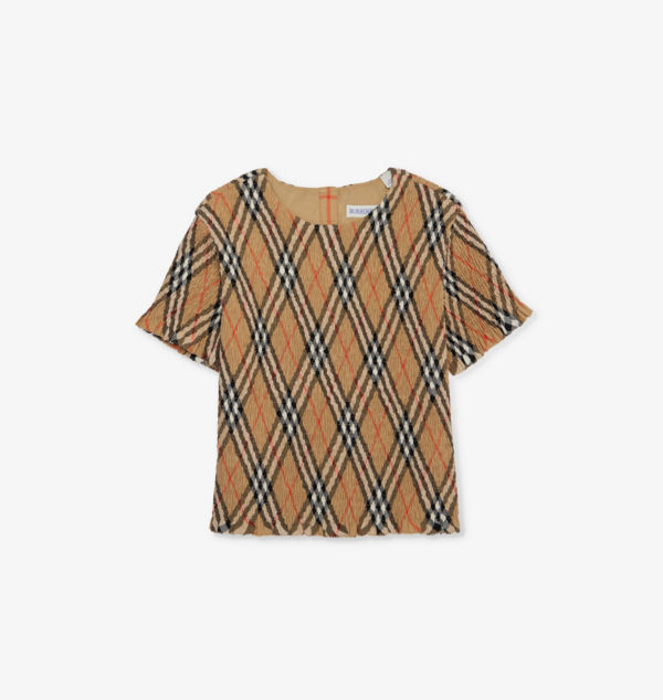 

Топ из хлопка с принтом в клетку, присборенный, 6-14 лет Burberry, желтый