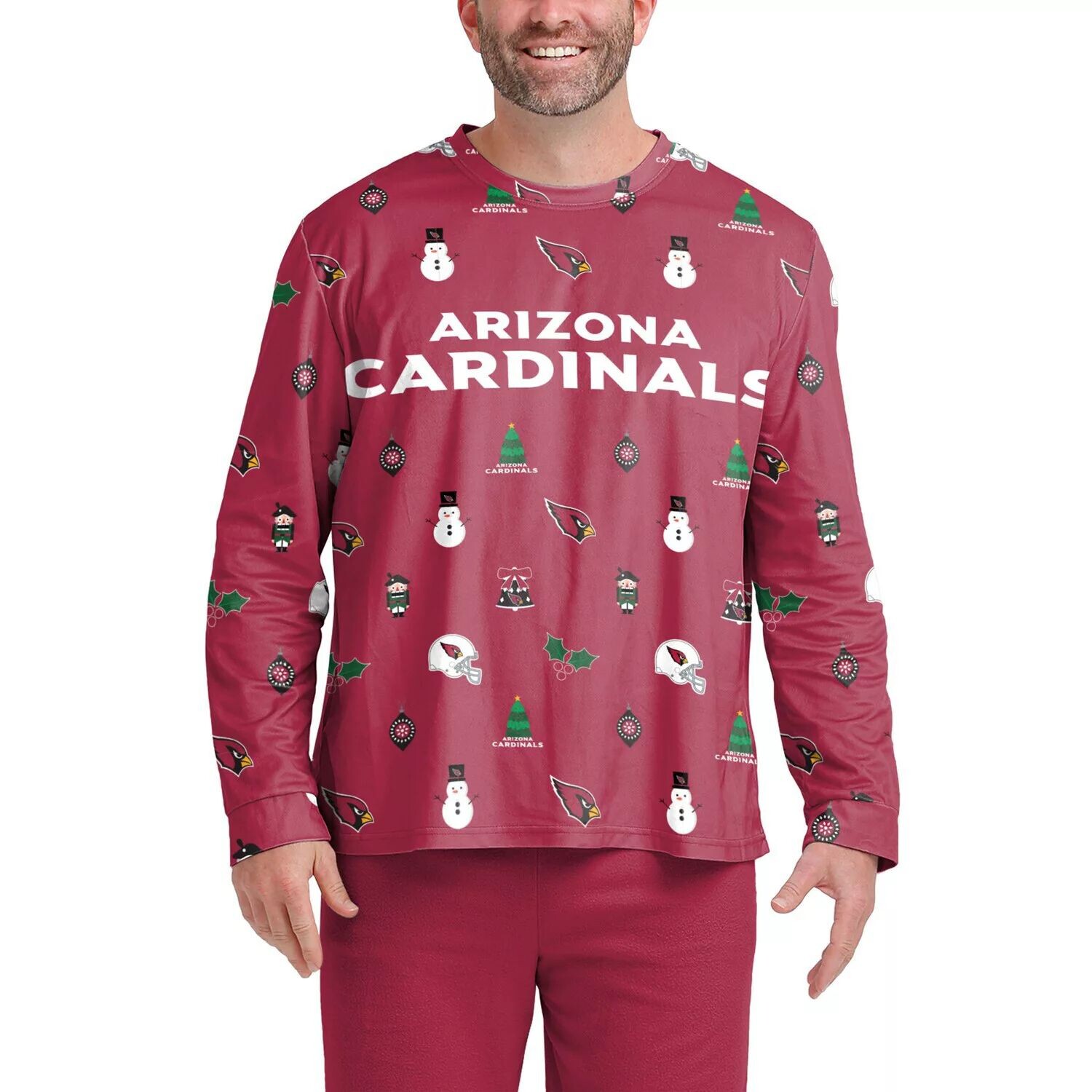 

Мужская футболка с длинным рукавом FOCO Cardinal Arizona Cardinals Ugly Sweater