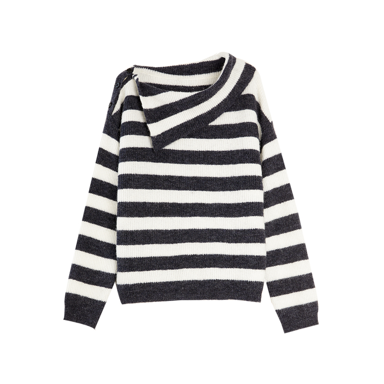 

ELLE Свитер женский в полоску с лодочкой Moderate Others