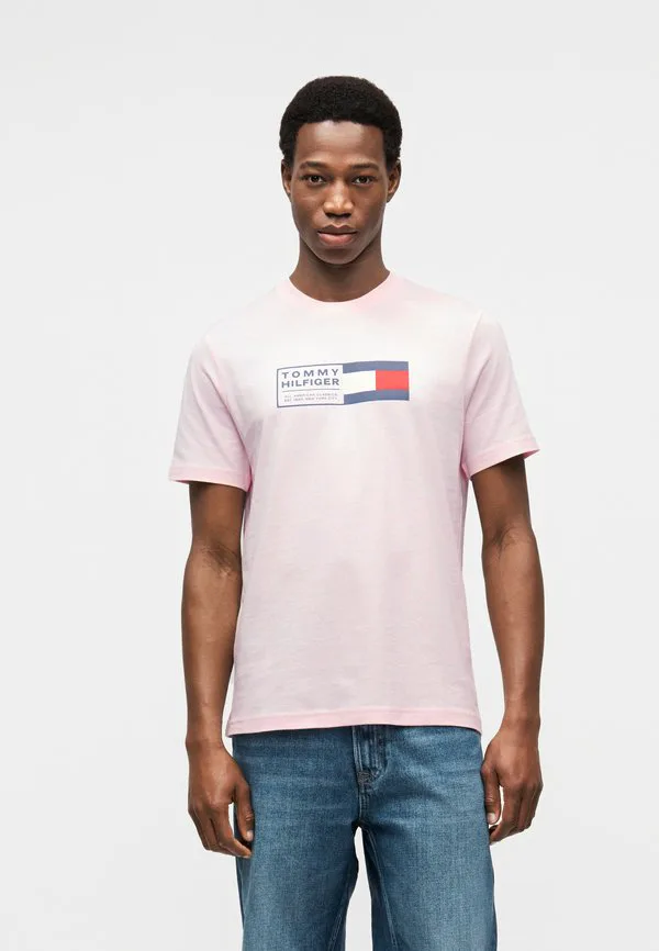 Футболка с логотипом, круглый вырез, принт. Tommy Hilfiger, Pink