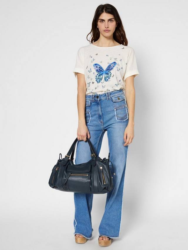 

Футболка с бабочкой из жоржета Gerard Darel, цвет Indigo/Multi
