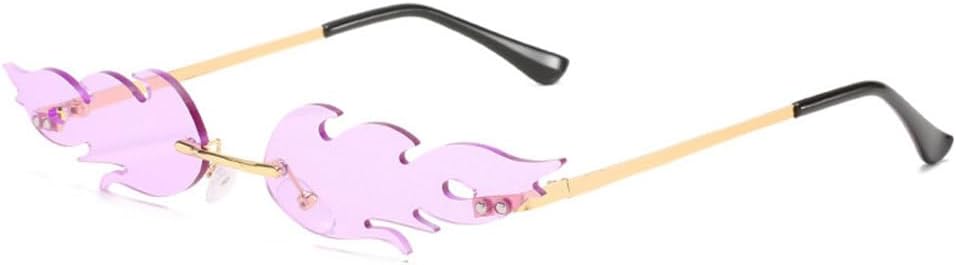 

Уникальные женские солнцезащитные очки без оправы в форме пламени с прозрачными линзами Ocean. Солнцезащитные очки для женщин с защитой от УФ-излучения UV400 LVTFCO, Purple