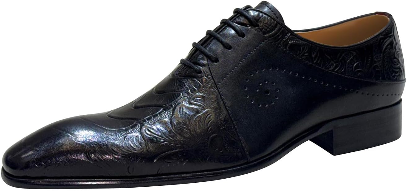 

Мужские оксфорды Santimon из натуральной кожи- элегантная обувь на шнуровке для бизнеса, выпускных, свадеб и особых случаев, черный