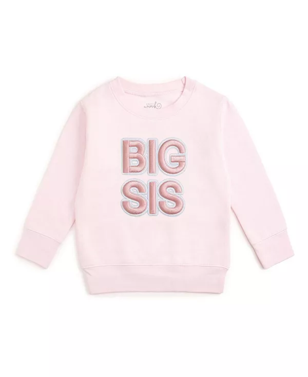 

Детская толстовка с вышитой нашивкой для старшей сестры - для малышек и дочек. Sweet Wink, розовый