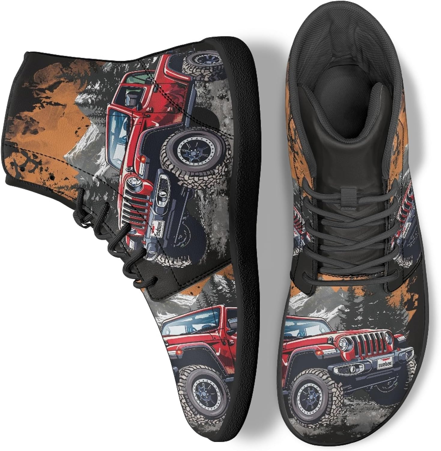 

Стильные высокие кроссовки из PU-кожи с принтом для мужчин и женщин, босоногого типа Arleeorkee, Truck