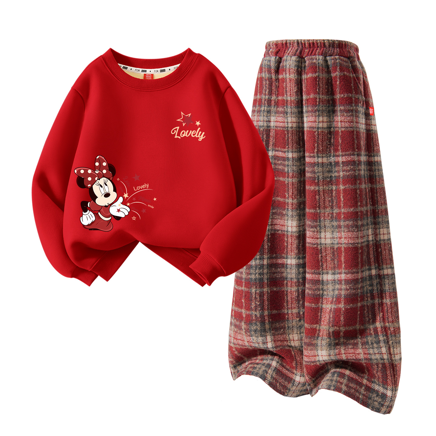 Детский танский костюм Disney, [thickened and fleece-lined]apple annie_upper красный+solid color красный plaid — фото 3