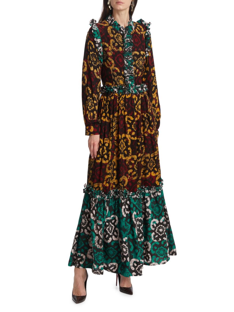 

Платье макси Bidemi Hand Dyed с оборками Busayo, цвет Brown Multi