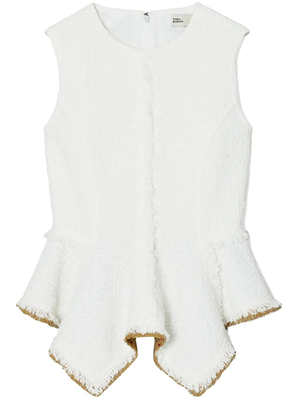 

Твидовый топ без рукавов Tory Burch, белый