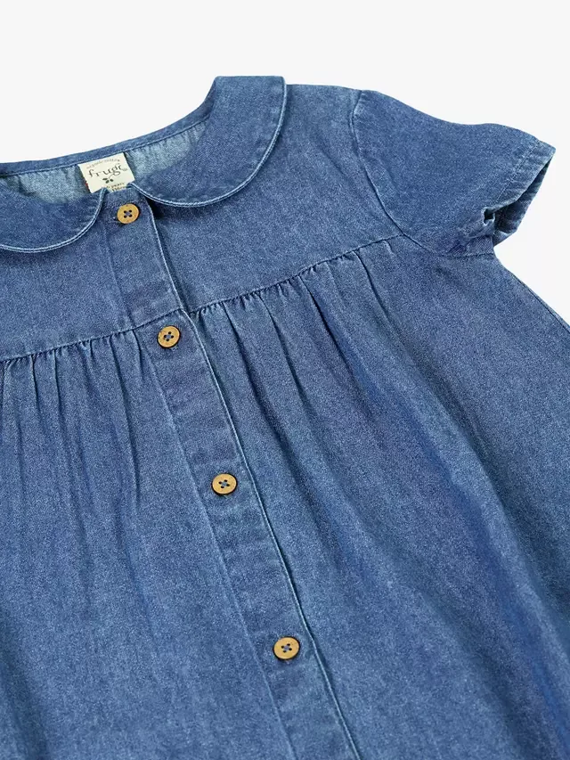 Детское джинсовое платье с вышивкой розмарина, джинсовая ткань/цветы Frugi — фото 3