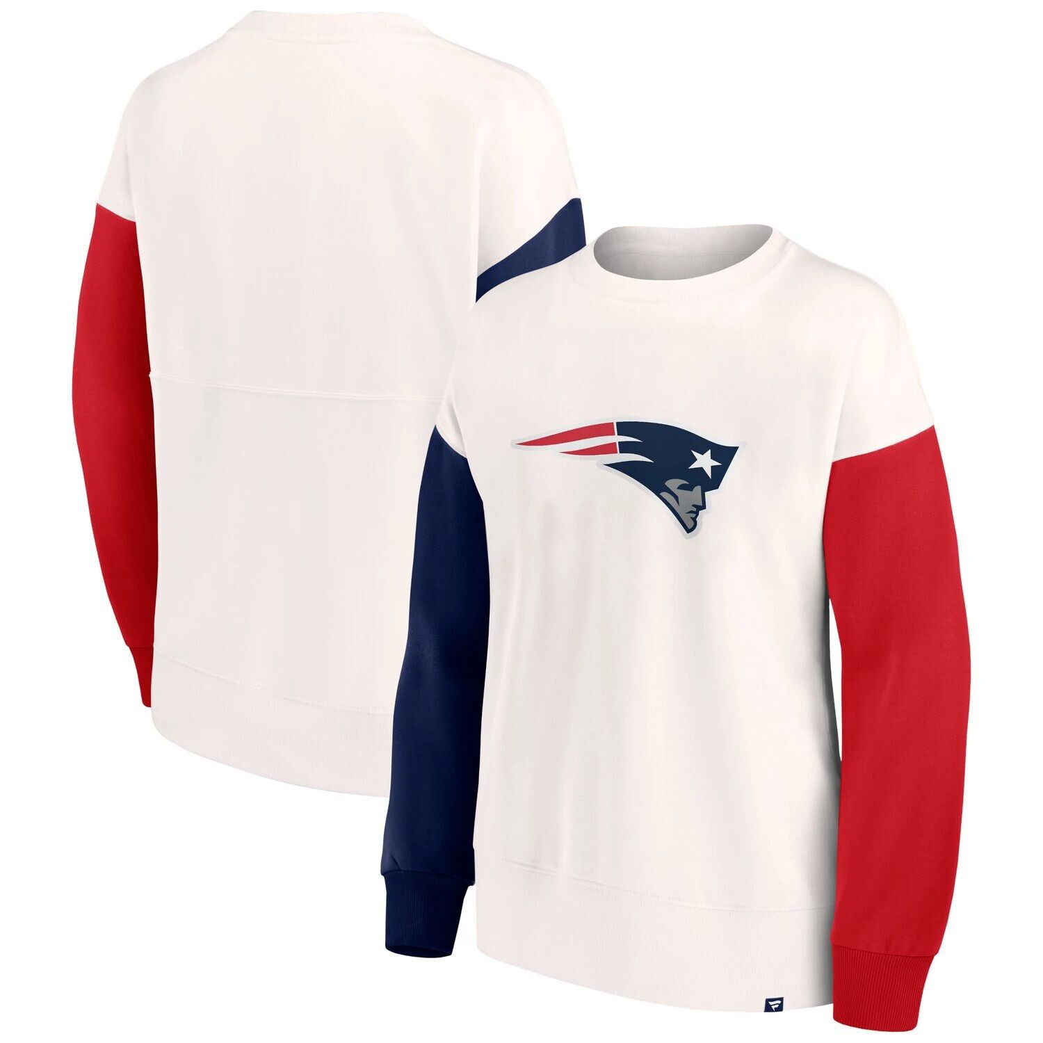 

Женский пуловер с логотипом Fanatics белого цвета с цветными блоками New England Patriots Fanatics, Белый, Женский пуловер с логотипом Fanatics белого цвета с цветными блоками New England Patriots Fanatics
