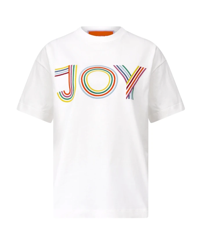 

Футболка большого размера с радужным рисунком и вышивкой. La Doublej, белый