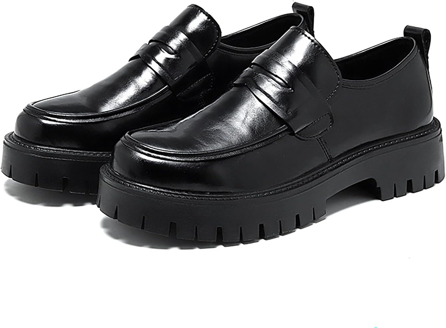 

Мужские стильные черные деловые лоферы из кожи на платформе с грубой подошвой, без шнурков, не скользящие, с комфортным широким носком, лоферы для работы, выпускного, свадьбы и официальных мероприятий Qeosnbx