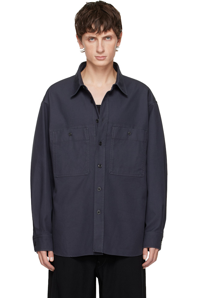 

Военно-Морская рабочая рубашка Lemaire, графитово-синий